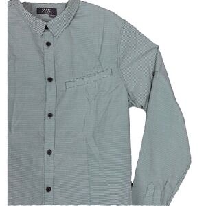 Zak Green Gingham Button Up Long Sleeve Lightweight Shirt Size Medium